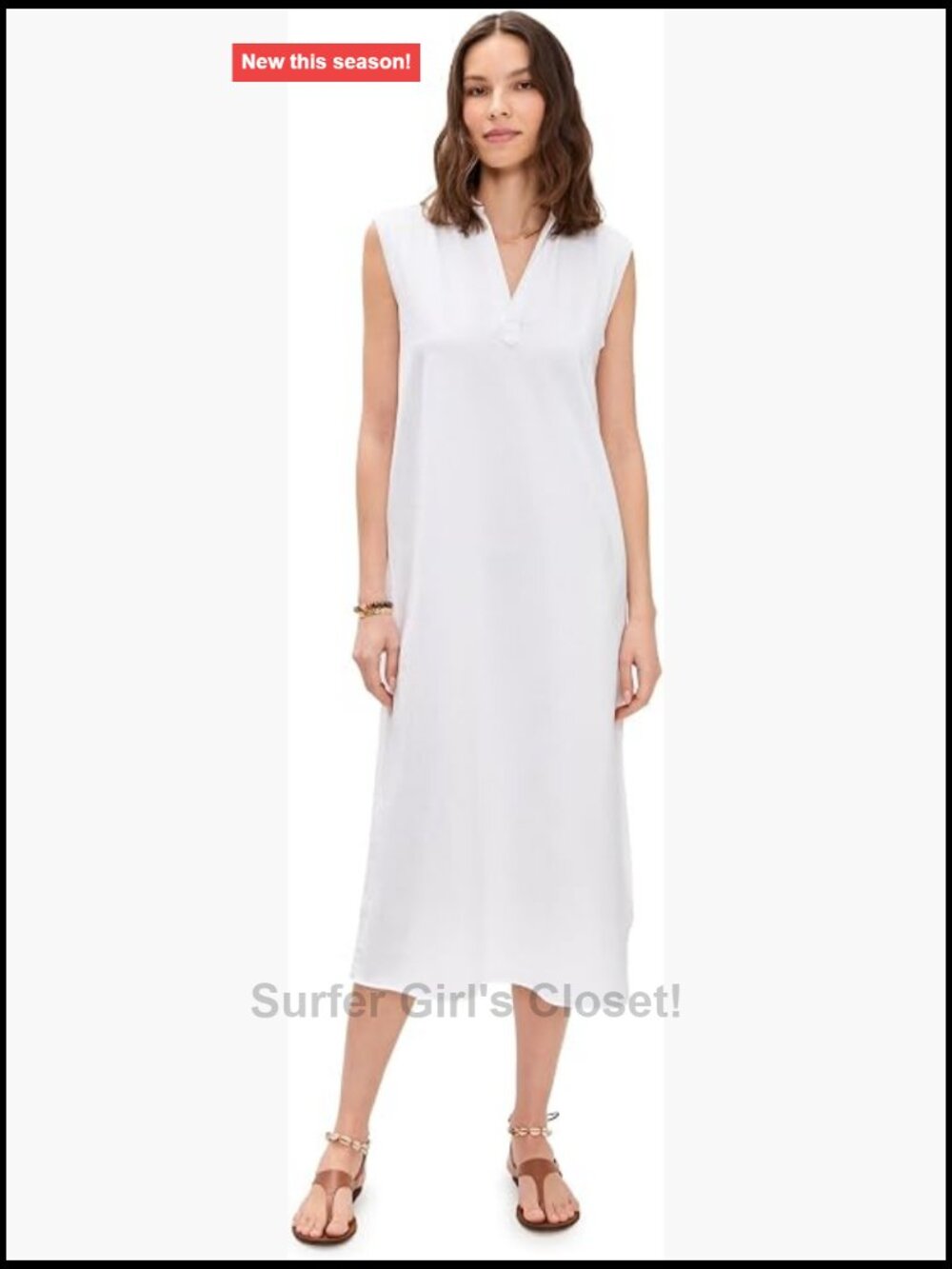 Sleeveless Maxi Shift Dress Lightweight Cotton Stretch Jersey
